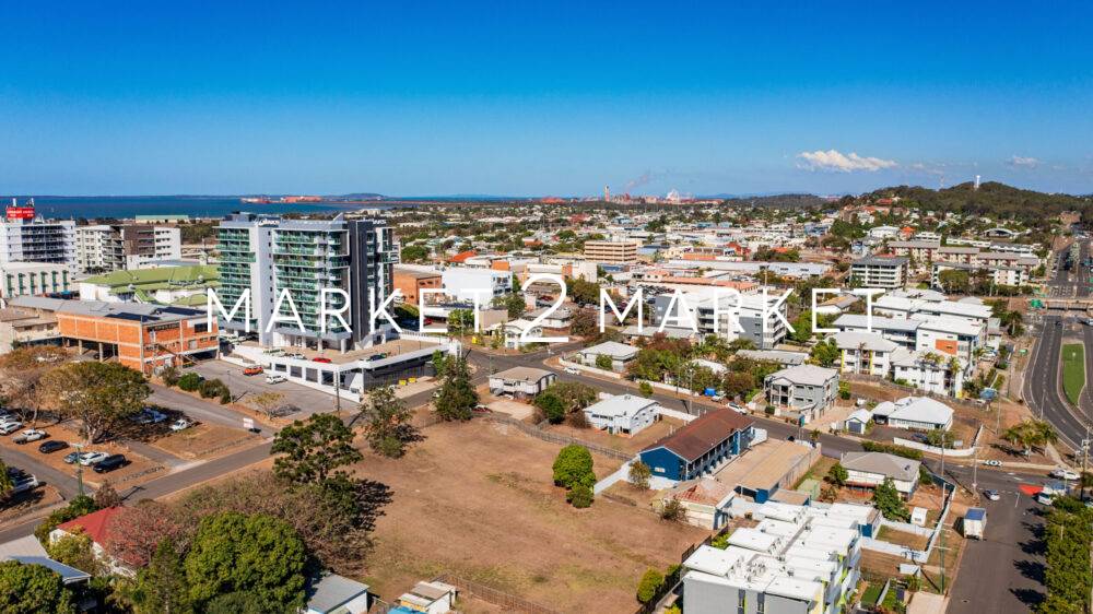 aerial view of Gladstone CBD looking towards QAL, Queensland