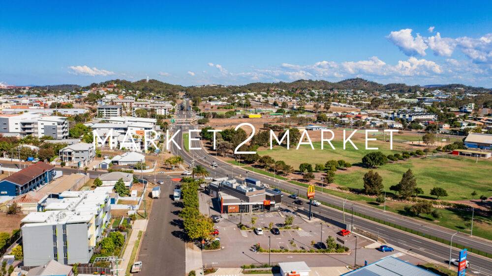aerial view of Gladstone CBD looking towards Glenlyon road, Quee