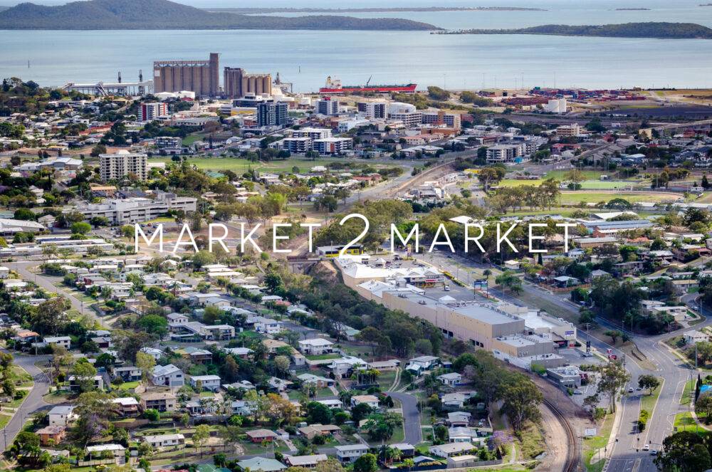 Aerial view of Gladstone Auckland Point area with Night Owl shop