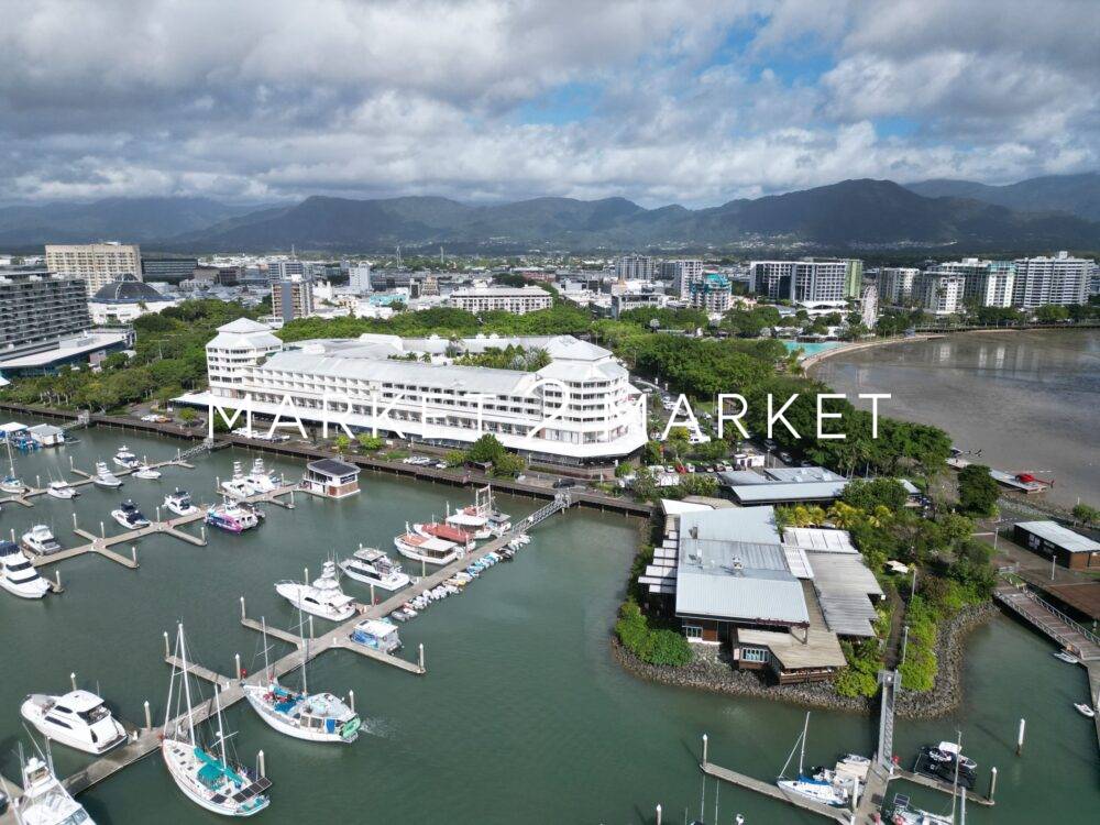 Aerial Over Carins Marina and Cairns CBD