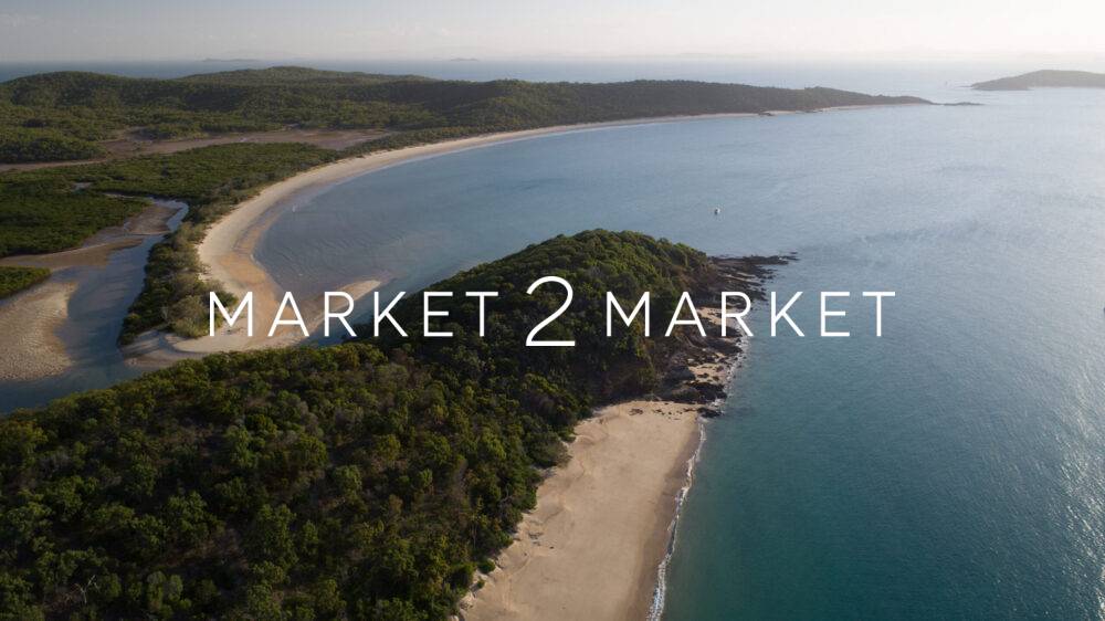 Aerial view of Leekes Beach and Leekes Creek on Great Keppel Island