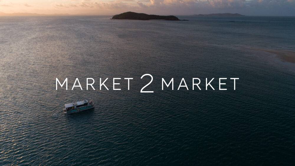 Aerial View of Tourist Boat at Dusk in the Keppel Region