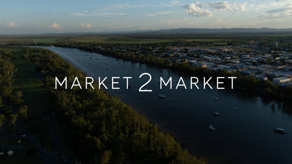 Aerial View over Fitzroy River, Rockhampton at Dusk