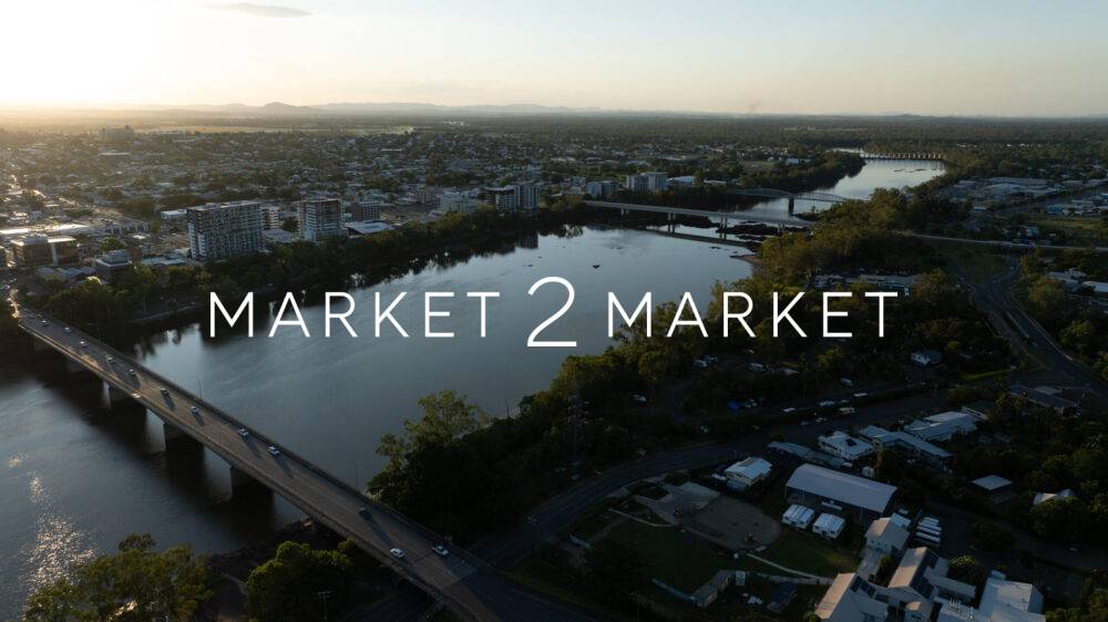 Aerial View over Fitzroy River, Rockhampton at Dusk