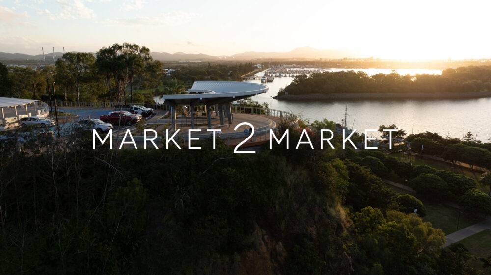 Aerial View of William Golding Memorial Lookout, Gladstone at Dusk
