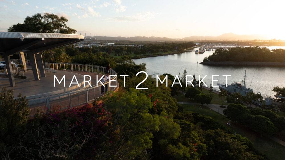 Aerial View of William Golding Memorial Lookout, Gladstone at Dusk