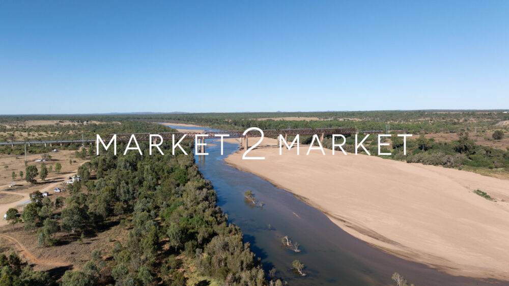 Aerial View of Twin Rail Bridge at Burdekin River at Macrossan Park near Charters Towers.