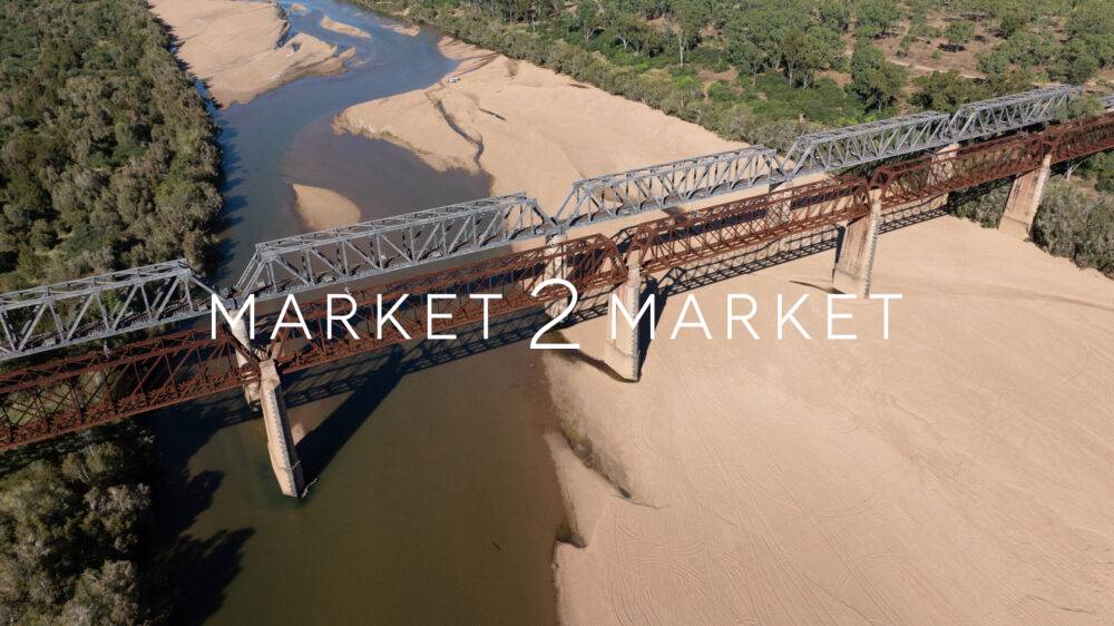 Aerial View of Twin Rail Bridge at Burdekin River at Macrossan Park near Charters Towers.
