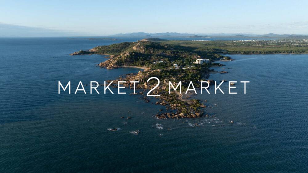 Aerial View of of rocky headland at Grays Bay and Horseshoe Bay, Bowen