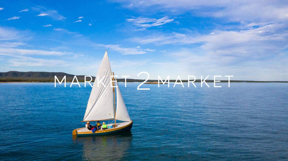 Small sailing boat in vast seascape between Bird Island and Turkey Beach